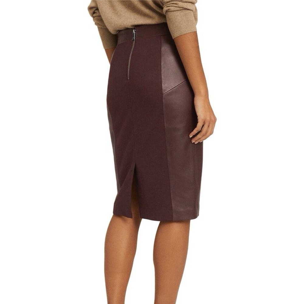 Reiss cherry leather skirt